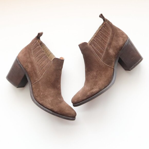 Steve Madden Pauze Khaki Suede Leather Block Heel Chelsea Ankle Boots / Booties - Picture 3 of 16